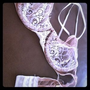 FLL Nude and White tie up bra Size L